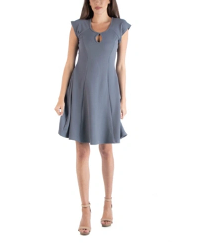 24seven Comfort Apparel Scoop Neck A-line Dress With Keyhole Detail In Charcoal