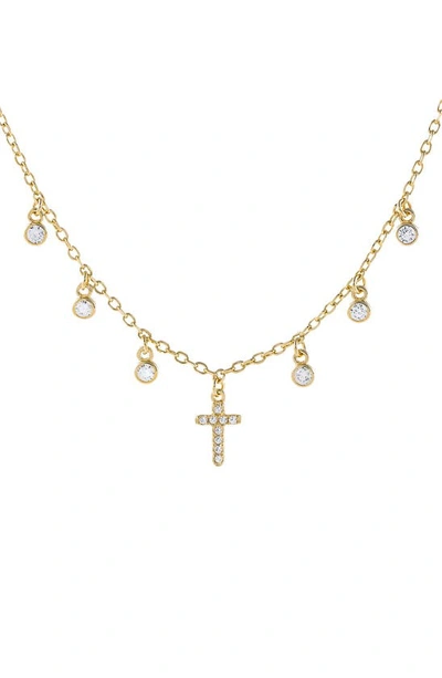 Adinas Jewels Cubic Zirconia Cross Necklace In Gold