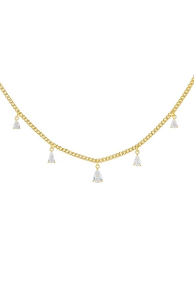 Adinas Jewels Teardrop Crystal Shaker Necklace In Gold