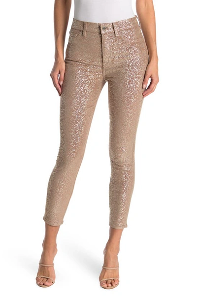 Seven Metallic Velvet High Waist Ankle Skinny Jeans In Metllc Gld