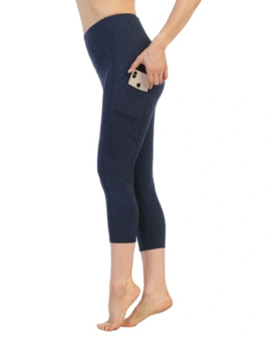 American Fitness Couture High Waist 3/4 Length Pocket Compression Leggings In Heather Navy
