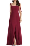 Dessy Collection Shoulder Tie Chiffon A-line Gown In Red