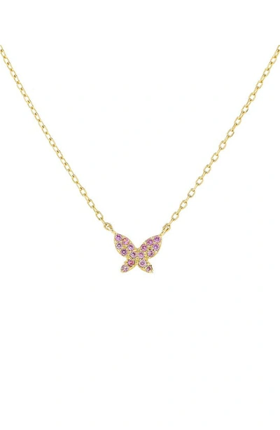 Adinas Jewels Pave Butterfly Pendant Necklace In Gold