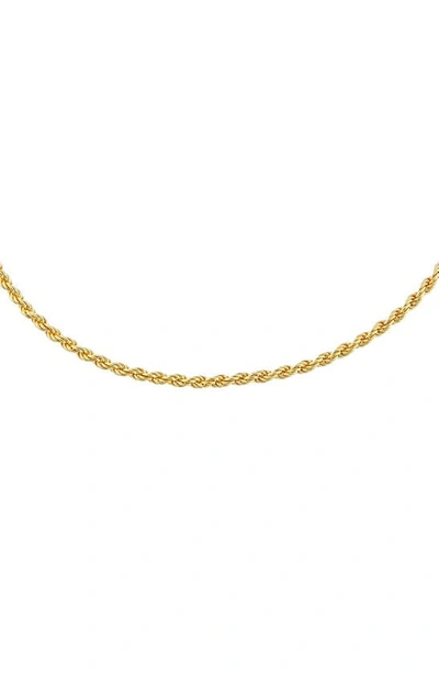 Adinas Jewels Rope Chain Collar Necklace In Gold Tone Sterling Silver, 15
