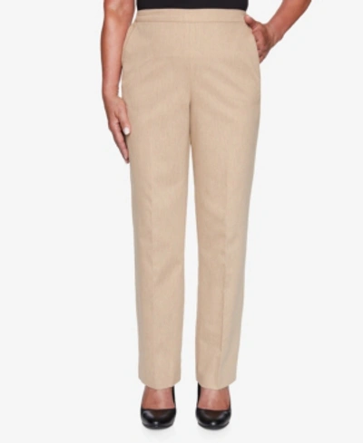 Alfred Dunner Plus Size Pull On Back Elastic Sateen Proportioned Medium Pant In Sand