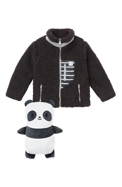 Cubcoats Kids' Papo The Panda 2-in-1 Stuffed Animal Fleece Jacket In Grey