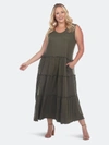 White Mark Maternity Plus Size Scoop Neck Tiered Midi Dress In Green
