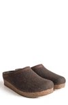 Haflinger Grizzly Clog Slipper In Smokey Brown