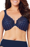 Glamorise Women's Full Figure Plus Size Wonderwire Front Close Bra 1245 In Navy Print