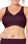 Glamorise Women's Full Figure Plus Size Magiclift Active Wirefree Support Bra 1005 In Wine