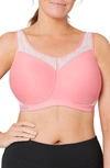 Glamorise No Limits High Support Underwire Sports Bra In Pink Blush