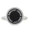 Marc Jacobs Enamel Logo Disc Ring In Black/argento