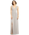 Dessy Collection Surplice Ruched Chiffon Gown In Oyster
