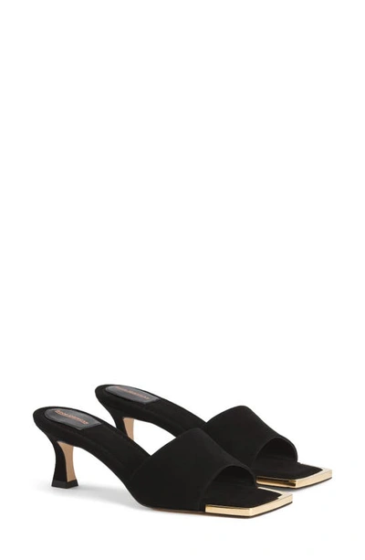 Good American The Standout Square Toe Slide Sandal In Black