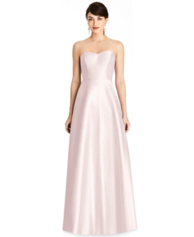 Alfred Sung Strapless Satin A-line Gown In Blush