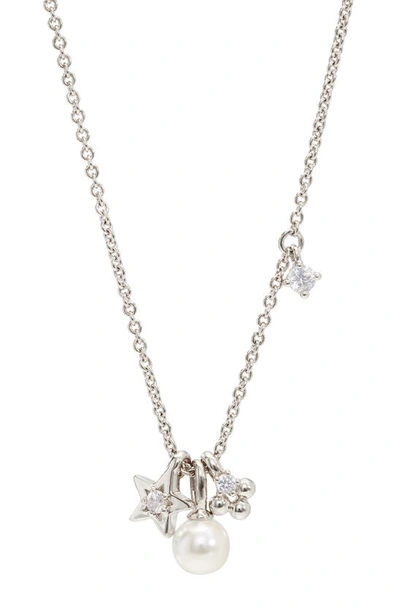 Ajoa Triple Charm Pendant Necklace In Rhodium