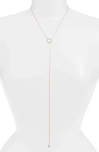 Knotty Lariat Necklace In Rose Gold/ White