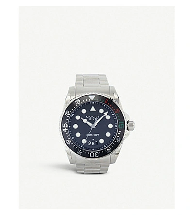 Gucci Ya136208 Dive Stainless Steel Watch In Black