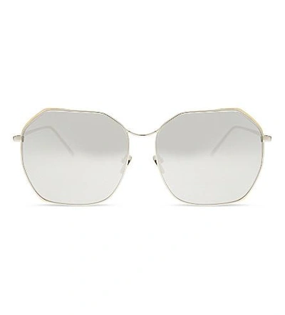 Linda Farrow Lf350 Round-frame Sunglasses In White Gold