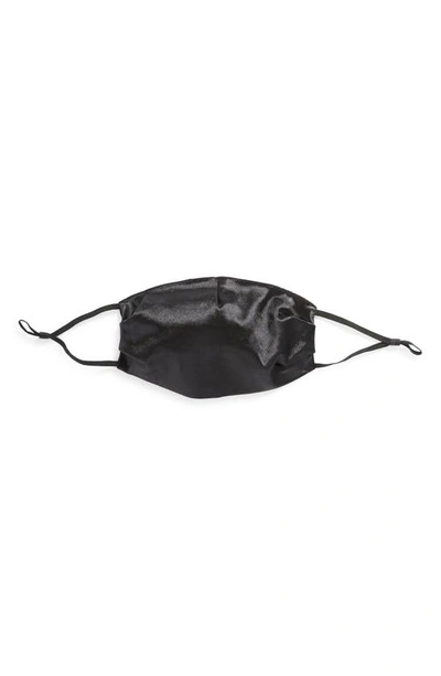 Emerald Sundae Solid Royal Sateen Adult Face Mask With Adjustable Straps In Black