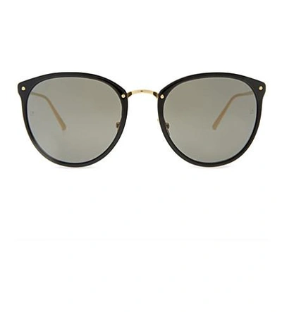 Linda Farrow Lfl512 Oval-frame Sunglasses In Black Yellow Gold