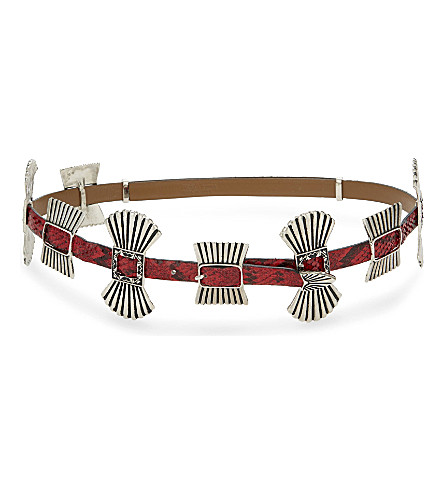 Toga Leather Metalwork Belt In Red | ModeSens