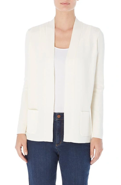 Jones New York Women's Open Front Cardigan Sweater With Rib Placket In Jones White