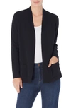 Jones New York Women's Open Front Cardigan With Ribbed Placket And Patch Pockets In Jones Black