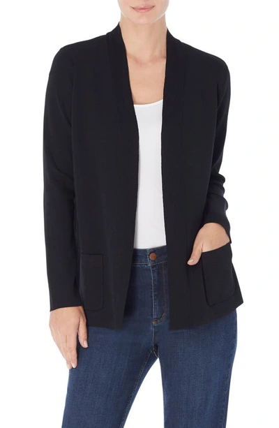 Jones New York Women's Open Front Cardigan With Ribbed Placket And Patch Pockets In Jones Black