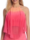 Coco Reef Aura Ombre Mesh Overlay Underwire Tankini Top Women's Swimsuit In Vivid Pink