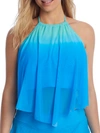 Coco Reef Aura Ombre Mesh Overlay Underwire Tankini Top Women's Swimsuit In True Blue