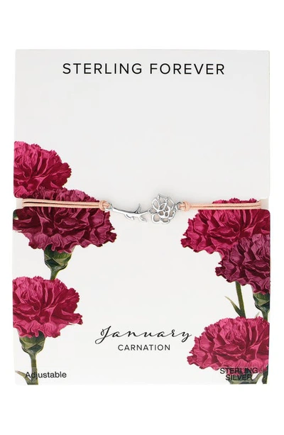 Sterling Forever Birth Flower Bracelet In Silver- January