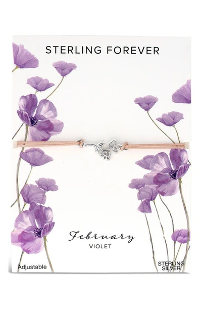Sterling Forever Birth Flower Bracelet In Silver- February