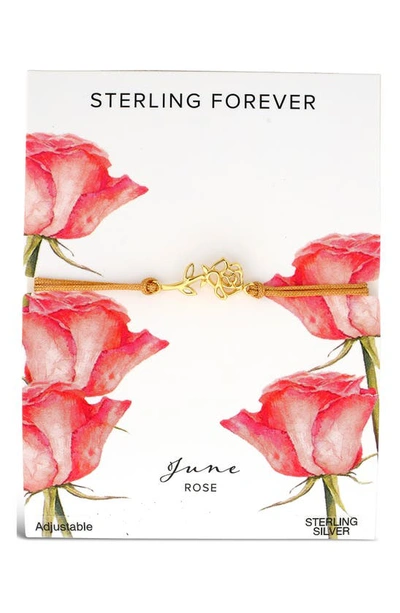 Sterling Forever Birth Flower Bracelet In Gold- June