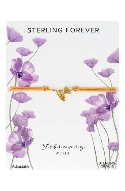 Sterling Forever Birth Flower Bracelet In Gold- February