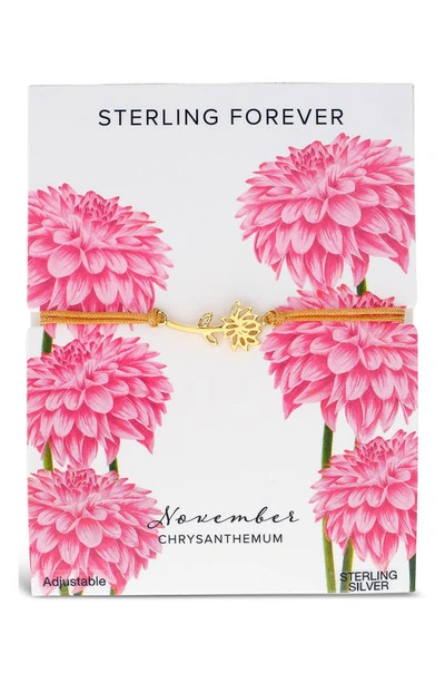 Sterling Forever Birth Flower Bracelet In Gold- November