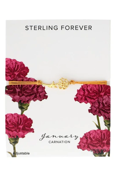 Sterling Forever Birth Flower Bracelet In Gold- January