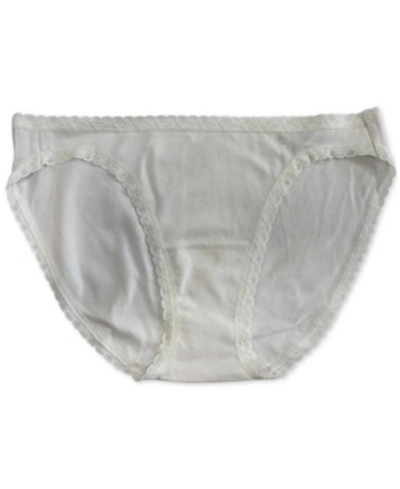 Jenni Women's Solid Lace-trim Bikini Underwear, Created For Macy's In Bright White