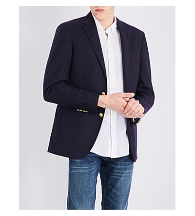 Polo Ralph Lauren Notch-lapel Doeskin Wool Jacket In Navy