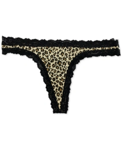 Jenni Women's Lace-trim Leopard-print Thong Underwear, Created For Macy's In Wild Leo - Nude