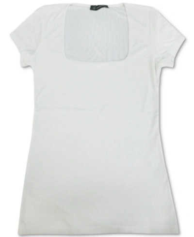 Inc International Concepts Women's Ribbed Square-neck T-shirt, Created For Macy's In Bright White