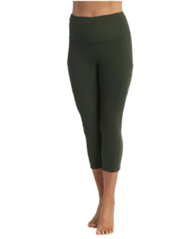 American Fitness Couture High Waist 3/4 Length Pocket Compression Leggings In Green