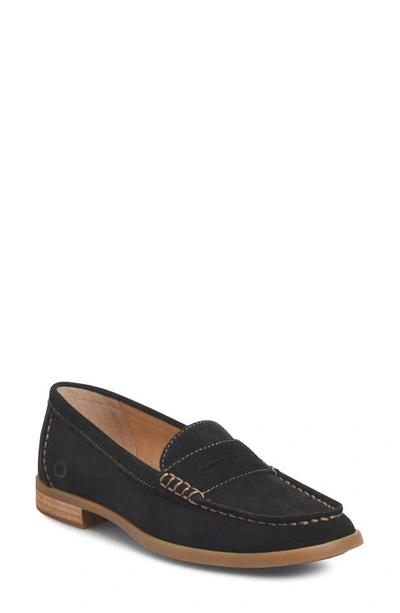 Born Bly Penny Loafer In Black Suede
