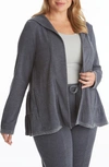 Adyson Parker Tiered Hooded Burnout Cardigan In Deep Peacock