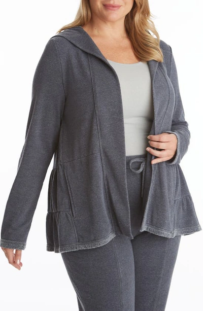 Adyson Parker Tiered Hooded Burnout Cardigan In Deep Peacock