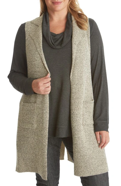 Adyson Parker Notch Collar Open Sweater Vest In Neutral Combo