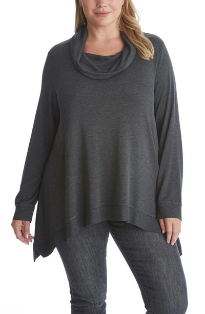 Adyson Parker Cowl Neck Top In Charcoal Heather Grey