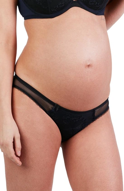 Cache Coeur Louise Embroidered Maternity Briefs In Navy
