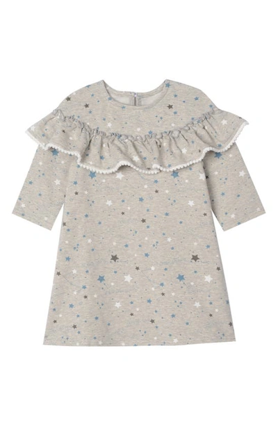 Pippa & Julie Kids' Star Print Ruffle Dress In Grey