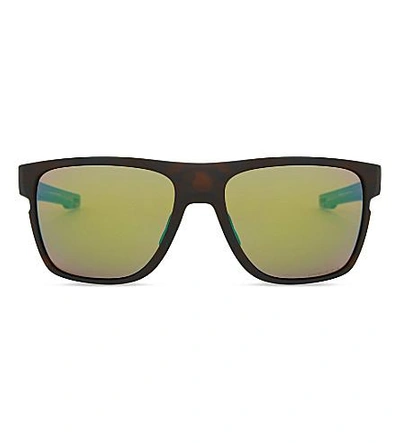 Oakley Oo9360 58 Crossrange Square-frame Mirror Lens Sunglasses In Matte Tortoise
